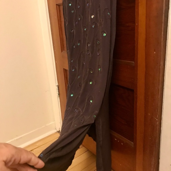 Long Purple Dress with Green Iridescent Sequins - Picture 4 of 12